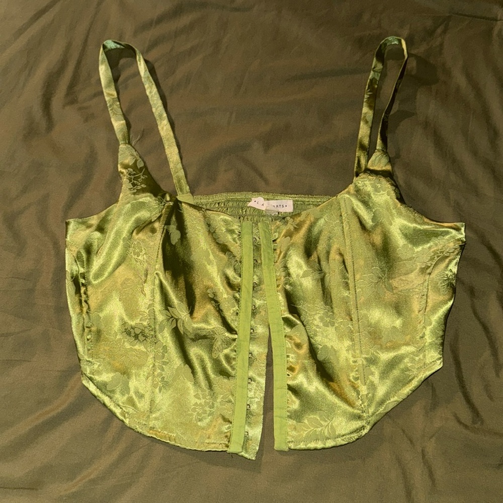 Green Satin Corset Top
